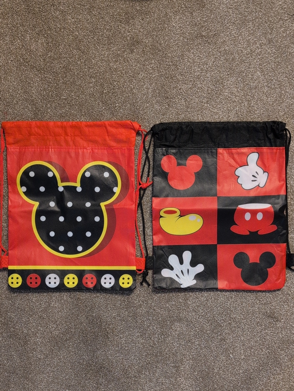 Kids Red Mouse Drawstring Backpacks